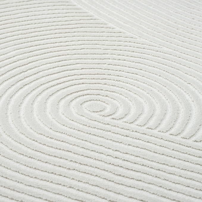 Abani Cream Area Rug 12' x 15' for Living Room, Bedroom, Dining Room - Zen Reiki Circles Pattern - Durable & East to Clean