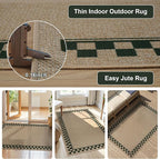 OJIA Easy Jute 3x5 Washable Rugs for Entryway, Farmhouse Checkered Indoor Door Mat Non-Slip Indoor Outdoor Rugs Modern Patio Rug Front Door Mat Outside Entrance Throw Carpet for Entry Porch Decor