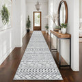KUTA Long Hallway Runner Rug 2.6x16 Non-Slip Washable, Moroccan Vintage Beige Boho Kitchen Rugs Ultra Soft Distressed Geometric Floor Carpet Runners for Bedroom Laundry Stairway Entryway
