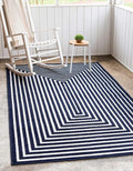 Unique Loom Sabrina Soto Outdoor Collection Geometric, Modern, Vibrant, Carved Area Rug (9' 0 x 12' 0 Rectangular, Navy Blue/ Ivory)