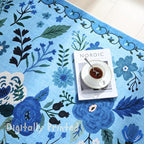 Rugcomf Bedroom Rug 3x5 Rug Washable Area Rug Non Slip Low Pile Boho Floral Small Carpet for Bedroom, Bedside, Kitchen, Entryway, Kids Room, Office, College Dorm Essentials for Girls(Blue)