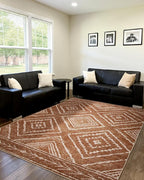 Area Rug 6x9 Rug Machine Washable Non-Slip Low Pile Print Pattern Western Rug for Living Room Bedroom Entryway Tribal Series -Yellowbrown/Cream