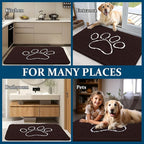 OLANLY Dog Door Mat for Muddy Paws 47x24, Paw Print Design, Absorbs Moisture and Dirt, Absorbent Non-Slip Washable Doormat, Quick Dry Chenille Mud Mat for Dogs, Entry Indoor Entryway Carpet, Brown