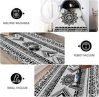 Area Rugs Moroccan for Living Room 5x7, Washable Non-Slip Boho Rug, Neutral Farmhouse Soft Carpet for Bedroom, Kitchen, Dining Room, Entryway, Geometric Print Tribal Carpets, Black and White
