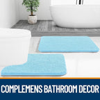 OLANLY Bathroom Rugs 47x17, Extra Soft Absorbent Chenille Bath Rugs, Rubber Backing Quick Dry, Machine Washable Bath Mats for Bathroom Floor, Tub and Shower, Home Decor Accessories, Sky Blue