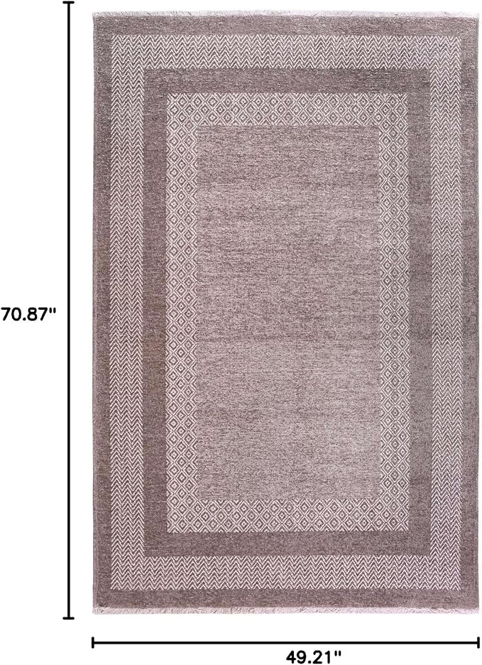 Alfa Rich 4x6 Light Gray Washable Area Rugs for Living Room Bedroom Kitchen Dining Cotton Decor Rug