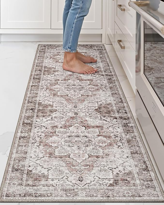LUMI Washable Kitchen Rug 2x6 for Floor, Non Slip Runner Rugs with Rubber Backing, Low Pile Comfort Area Carpet for Standing, Living Room, Entryway, Laundry, Hallways