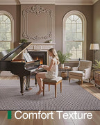 LUMI Indoor Area Rugs, Non-Slip Low Profile Checkered Inside Rug, Comfort Weave Grid Pattern Floor Rug, 4'x6'