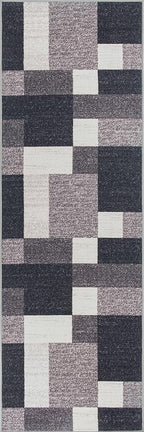 Rugshop Modern Boxes Design Non-Slip (Non-Skid) for Hallway,Entryway,Kitchen Runner Rug 2'7" x 10' Gray