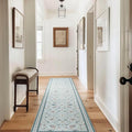 EVERGRACE Hallyway Area Runner Rugs 2x10, Boho Floral Faux Wool Indoor Outdoor Rugs, Washable Rugs for Bedroom Dining Room Living Room Kitchen, Low Pile Floor Mat Carpet for Home Decor, Pale Blue