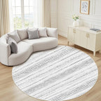 Nakagishi Round Rug Boho Area Rugs: 5x5 Washable Large Circle Neutral Soft Stain Resistant Non-Slip Carpet for Women Aged 25-45 Farmhouse Decor Enthusiasts - Living Room Bedroom Dining Room Nursery