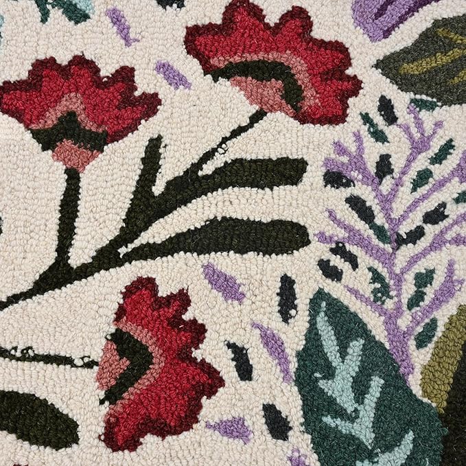 Hand-Tufted Floral Area Rug - Colorful Garden Design with Beautiful Flower Patterns - Modern Style Premium Carpet for Living Room & Bedroom or Kitchen (6' Round)