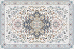 Phantoscope Washable Area Rug 6'x9' Non-Slip, Vintage Boho Rugs for Living Room, Bedroom, Dining Room, Persian Floral Medallion Pattern, Low-Pile Foldable Floor Carpet, Ivory Blue/Garden Bloom