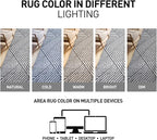 Rugshop Geometric Diamond Stripe Shag Area Rug White 4' x 6' Ideal for Small Living Rooms, Offices, or Beside The Bed