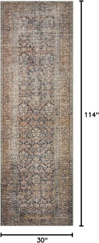 Loloi Amber Lewis Billie Collection, Ink & Salmon 2'-6" x 9'-6" Area Rug – Antique & Distressed Accent Rugs for Living Room, Bedroom, Entryway & Hallway, No Shed High Traffic Area Home Decor Rug