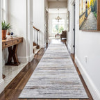 Washable Hallway Runner Rug for Home: Extra Long Runners for Entryway Living Room Dining Room - Stain and Water Resistant Rugs with Non-Slip Backing - Soft Low-Pile Carpet 2'6''x14' Beige Grey