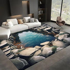 Visual Illusion Canyon Living Room Rug, 3x4ft, 3D Visual Effect Stream Indoor Throw Mat, Stone Crack Ultra Soft Home Decor Carpet, Thin Low Pile Machine Washable Rugs for Entrance