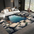 Visual Illusion Canyon Living Room Rug, 3x5ft, 3D Visual Effect Stream Indoor Throw Mat, Stone Crack Ultra Soft Home Decor Carpet, Thin Low Pile Machine Washable Rugs for Entrance
