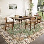 Area Rug 8x10 Washable Rug, Vintage Boho Medallion Rugs Non-Slip Soft Low Pile Large Distressed Rug Indoor Retro Carpet for Living Room Bedroom Dining Room Home Office (Vintage Green, 8'x10')