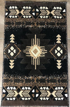 YHSF South West Native American Area Rug C318 - Easy Clean, Thick, Soft, Durable Native Tribal American Indian Inspired Rug for Bedroom/Living Room and More - Black, 3 Feet x 4 Feet 7 Inches
