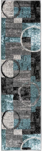 Rugshop Contemporary Abstract Circle Design Soft Runner Rug 2' x 7'2" Gray