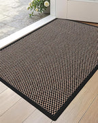 DEXI Ultra Thin Entryway Door Mat 17x30, Non Slip Rubber Backing Inside Entry Mat, Low Profile Easy Clean Dirt Trapper Doormat for Inside Entrance Patio, Black