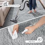 Fluffy Rug Shaggy Area Rug, Grey 8x10 Area Rugs for Living Room, Large Shag Area Rugs for Bedroom Kids Room Home Decor, Upgrade Anti-Skid Rectangular Fuzzy Rugs
