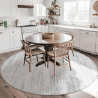 MUJOO Round Rugs 6ft,Circle Area Rug Washable,Circular Rugs for Living Room Dining Room,Large Modern Abstract Non Slip Throw Carpet Accent Neutral Grey
