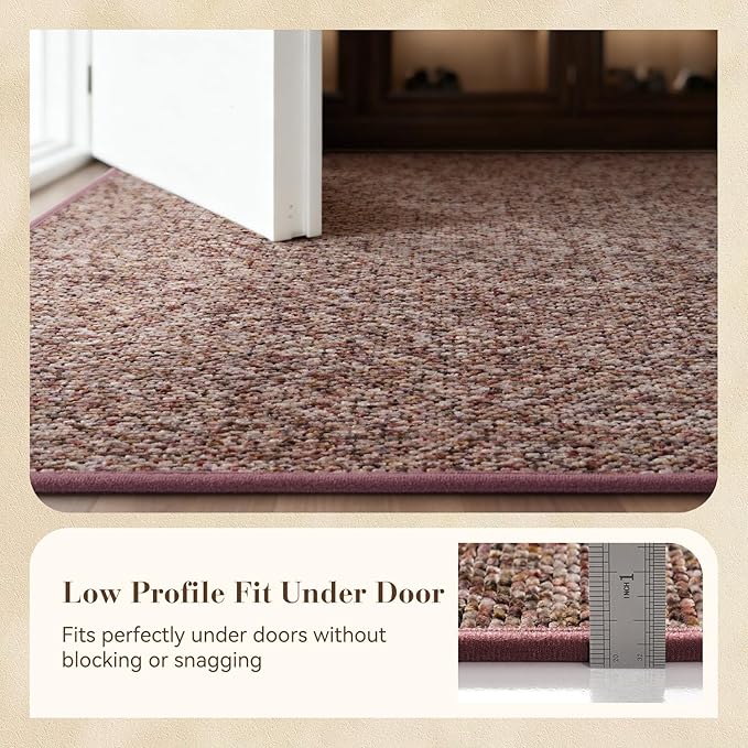 MontVoo Door Mat Indoor Entrance Doormat, Absorbent Durable Rubber Non Slip Front Door Mat for Inside Entry Entryway Dirt Trapper Welcome Mat, Red 32''x48''