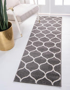 Rugs.com Lattice Frieze Collection Rug – 2' x 13' Runner Dark Gray Medium Rug Perfect for Living Rooms, Large Dining Rooms, Open Floorplans