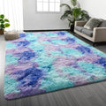 Large Shag Area Rugs 5 x 8, Tie-Dyed Plush Fuzzy Rugs for Living Room, Ultra Soft Fluffy Furry Rug for Bedroom, Indoor Carpet Nursery Rugs for Kids Room Home Decor, Rainbow