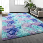 Large Shag Area Rugs 5 x 8, Tie-Dyed Plush Fuzzy Rugs for Living Room, Ultra Soft Fluffy Furry Rug for Bedroom, Indoor Carpet Nursery Rugs for Kids Room Home Decor, Rainbow