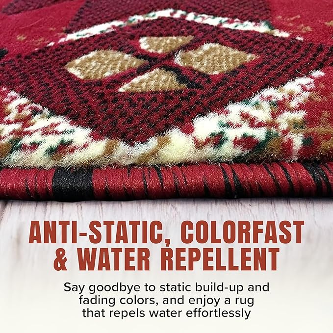 YHSF South West Native American Area Rug C318 (Red, 2 Feet 4 Inches x 10 Feet 11 Inches)