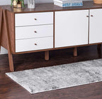 Rugs.com Leipzig Collection Runner Rug – 10 Ft Runner Grey Low-Pile Rug Perfect for Hallways, Entryways