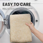 EARTHALL Washable Runner Rug 3x10 Ft Non Slip Runners for Hallways Long Cotton Rubber Backed Kitchen Runner Braided Indoor Floor Carpet Runners for Entryway, Hallway, Kitchen, Golden Beige/White