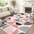 MUJOO Pink Washable Rugs 8x10,Boho Area Rugs for Living Room Bedroom,Large Throw Floor Carpet Non Slip Soft Modern Abstract Pink and Grey
