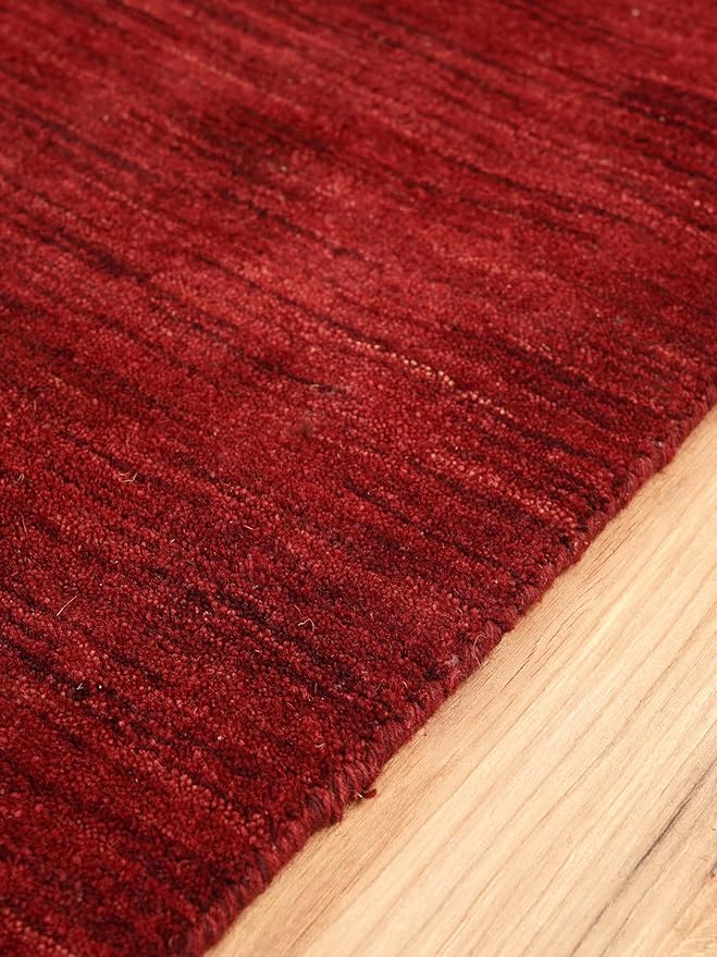 Rugsotic Carpets Hand Knotted Gabbeh Wool 5'x8' Area Rug Solid Red L00111