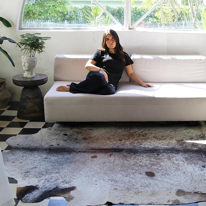 Genuine Cowhide Rug - Natural Leather Hide Rugs for Living Room & Area Rug for Bedroom - Real Cowhides Rug for Rustic Home Decor - Multicolor Speckled Cowhide Rugs Collection