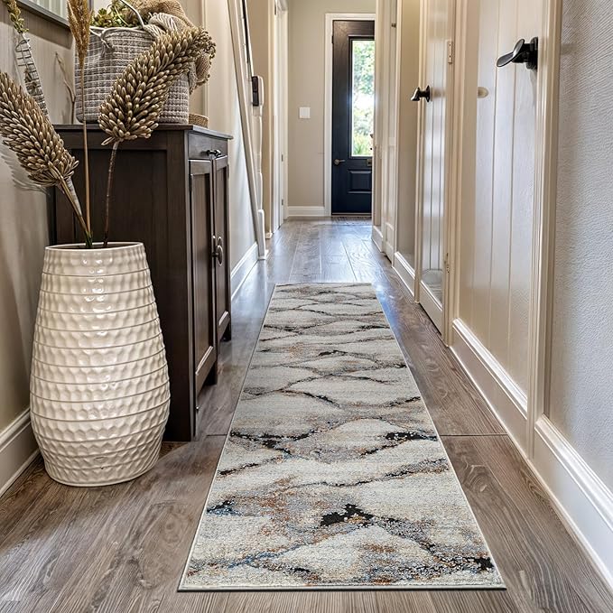 Rugshop Contemporary Gray Striated Area Rug Durable, Kid & Pet Friendly 2' 3" x 12' Runner Ideal for Hallway, Kitchen, Entryway, or Behind The Sofa