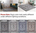 Keen Home Design 8x10 Rug - Machine Washable Area Rug with Non-Slip Backing, Ideal for Living Room, Dining Room, Bedroom - Vintage, Easy Clean, Durable, Low Pile Rug - (8' x 10')