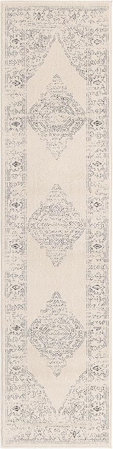 Unique Loom Isabella Collection Area Rug - Rossellini (2' x 8' Runner, White/ Black)