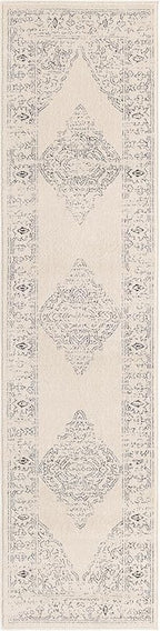 Unique Loom Isabella Collection Area Rug - Rossellini (2' x 8' Runner, White/ Black)