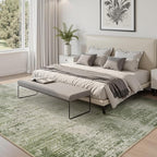 6x9 Area Rugs for Living Room Non Slip Machine Washable Rug Distressed Abstract Soft Indoor Carpet Neutral Boho Rug for Bedroom Dining Room Playroom Office, Green