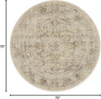 RUGGABLE Washable Vintage Area Rug – Sarrah Hazel 6 ft Round, Stain-Resistant, Non-Slip – Medium Machine Washable Rugs for Living Room, Bedroom, Hallway, Entryway & Office–with Cushioned Pad