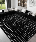 YIHOUSE 6x9 Abstract Line Area Rug, Modern Washable Stain Resistant Rugs Non Slip, Soft Indoor Floor Carpet for Living Room, Bedroom,Dining Room, Black and White