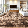 Soft Shaggy Rugs Fluffy Rug, Plush Area Rugs for Living Room Nursery Home Decor, Tie-Dyed Brown Anti-Skid Rectangular Fuzzy Rug 8x10 Feet
