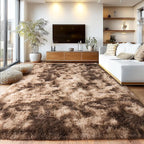 Soft Shaggy Rugs Fluffy Rug, Plush Area Rugs for Living Room Nursery Home Decor, Tie-Dyed Brown Anti-Skid Rectangular Fuzzy Rug 5x7 Feet