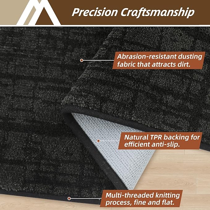 COSY HOMEER Dirt Trapper Door Mat 32"x48",Non-Slip Entryway Rugs,Washable Welcome Mat,Absorbent Entrance Mats,Low Pile Dog Door Mats for Front Back Doomats and Wet Shoes,Black