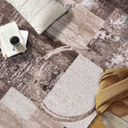 Rugshop Contemporary Abstract Circle Design Area Rug, Non-Shedding Carpet for Bedroom, Home Office, or Nursery, Brown, 3'3" x 5'