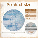 Round 8ft Area Rug Modern Abstract Washable Carpet for Living Room Bedroom Dining Room Home Office - Abstract Teal Grey